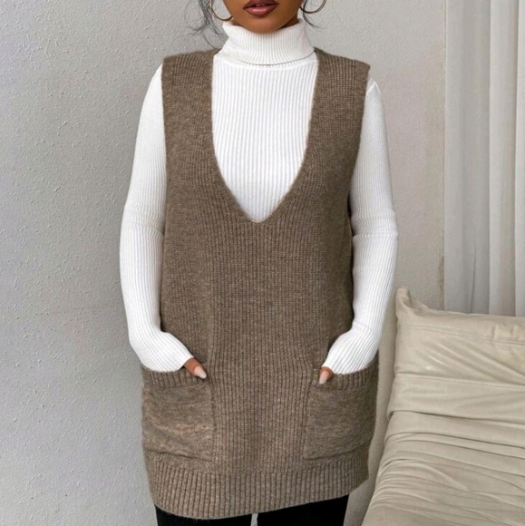 Sweaters - Women's Brown Sweater Vest